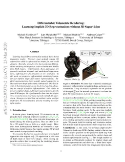 Differentiable Volumetric Rendering: Learning Implicit 3D
  Representations without 3D Supervision