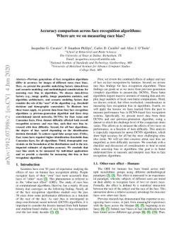 Accuracy comparison across face recognition algorithms: Where are we on
  measuring race bias?