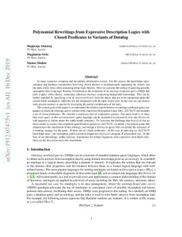 Polynomial Rewritings from Expressive Description Logics with Closed
  Predicates to Variants of Datalog