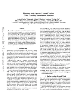 Planning with Abstract Learned Models While Learning Transferable
  Subtasks
