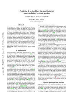 Predicting detection filters for small footprint open-vocabulary keyword
  spotting