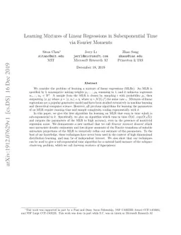 Learning Mixtures of Linear Regressions in Subexponential Time via
  Fourier Moments