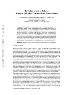 To Follow or not to Follow: Selective Imitation Learning from
  Observations