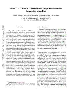 MimicGAN: Robust Projection onto Image Manifolds with Corruption
  Mimicking