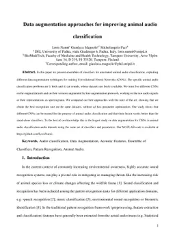 Data augmentation approaches for improving animal audio classification