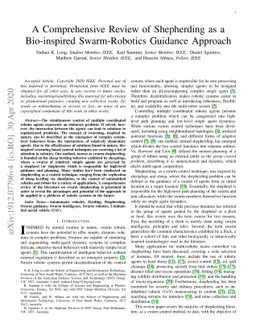 A Comprehensive Review of Shepherding as a Bio-inspired Swarm-Robotics
  Guidance Approach