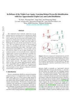 In Defense of the Triplet Loss Again: Learning Robust Person
  Re-Identification with Fast Approximated Triplet Loss and Label Distillation