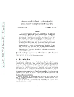 Nonparametric density estimation for intentionally corrupted functional
  data