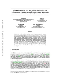 Joint Interaction and Trajectory Prediction for Autonomous Driving using
  Graph Neural Networks