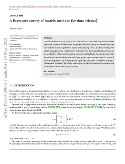 A literature survey of matrix methods for data science