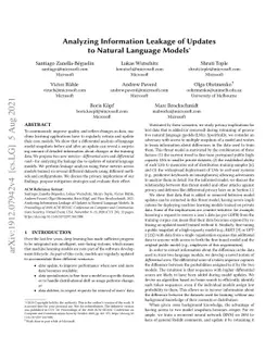 Analyzing Information Leakage of Updates to Natural Language Models
