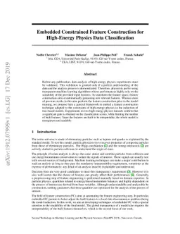 Embedded Constrained Feature Construction for High-Energy Physics Data
  Classification