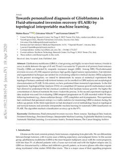 Towards personalized diagnosis of Glioblastoma in Fluid-attenuated
  inversion recovery (FLAIR) by topological interpretable machine learning