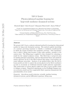 Lift & Learn: Physics-informed machine learning for large-scale
  nonlinear dynamical systems