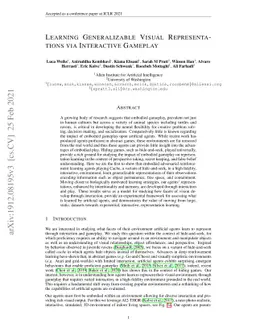 Learning Generalizable Visual Representations via Interactive Gameplay