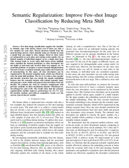 Semantic Regularization: Improve Few-shot Image Classification by
  Reducing Meta Shift