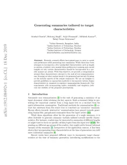 Generating summaries tailored to target characteristics
