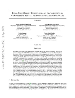 Real-Time Object Detection and Localization in Compressive Sensed Video
  on Embedded Hardware