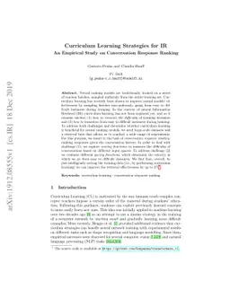 Curriculum Learning Strategies for IR: An Empirical Study on
  Conversation Response Ranking