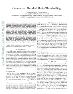 Generalized Residual Ratio Thresholding