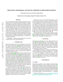 Detecting Adversarial Attacks On Audiovisual Speech Recognition
