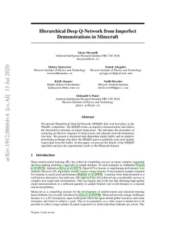 Hierarchical Deep Q-Network from Imperfect Demonstrations in Minecraft