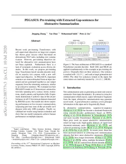 PEGASUS: Pre-training with Extracted Gap-sentences for Abstractive
  Summarization