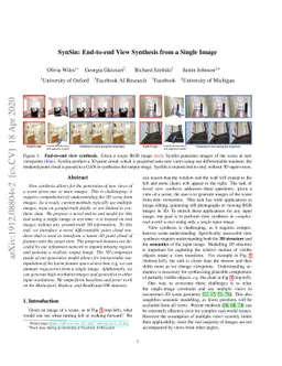 SynSin: End-to-end View Synthesis from a Single Image