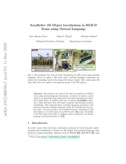 ScanRefer: 3D Object Localization in RGB-D Scans using Natural Language