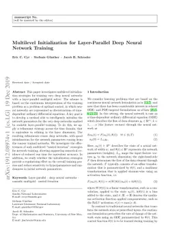 Multilevel Initialization for Layer-Parallel Deep Neural Network
  Training