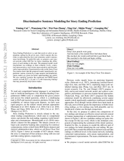 Discriminative Sentence Modeling for Story Ending Prediction