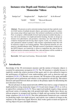 Instance-wise Depth and Motion Learning from Monocular Videos