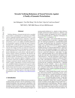 Towards Verifying Robustness of Neural Networks Against Semantic
  Perturbations
