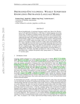 Pretrained Encyclopedia: Weakly Supervised Knowledge-Pretrained Language
  Model