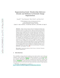 Segmentations-Leak: Membership Inference Attacks and Defenses in
  Semantic Image Segmentation