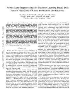 Robust Data Preprocessing for Machine-Learning-Based Disk Failure
  Prediction in Cloud Production Environments