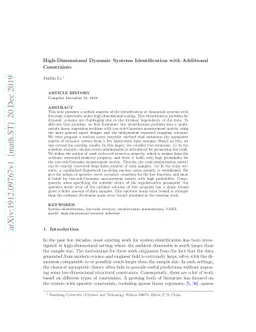 High-Dimensional Dynamic Systems Identification with Additional
  Constraints