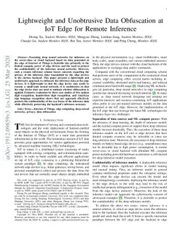 Lightweight and Unobtrusive Data Obfuscation at IoT Edge for Remote
  Inference
