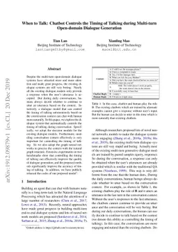 When to Talk: Chatbot Controls the Timing of Talking during Multi-turn
  Open-domain Dialogue Generation