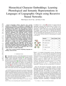 Hierarchical Character Embeddings: Learning Phonological and Semantic
  Representations in Languages of Logographic Origin using Recursive Neural
  Networks
