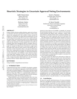 Heuristic Strategies in Uncertain Approval Voting Environments