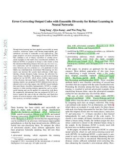 Error-Correcting Output Codes with Ensemble Diversity for Robust
  Learning in Neural Networks