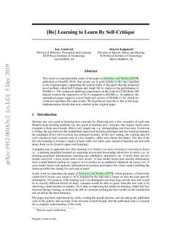 [Re] Learning to Learn By Self-Critique