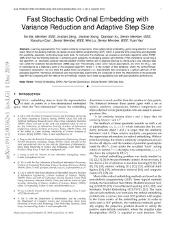 Fast Stochastic Ordinal Embedding with Variance Reduction and Adaptive
  Step Size