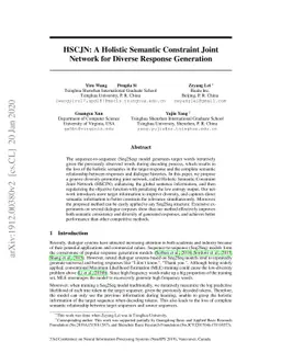 HSCJN: A Holistic Semantic Constraint Joint Network for Diverse Response
  Generation