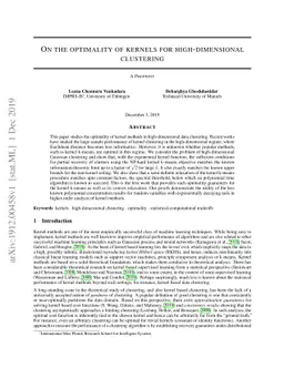 On the optimality of kernels for high-dimensional clustering
