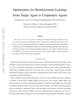 Optimization for Reinforcement Learning: From Single Agent to
  Cooperative Agents