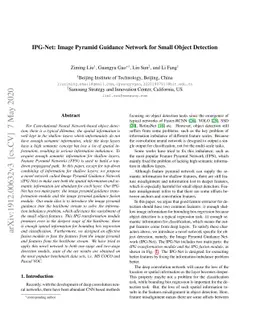 IPG-Net: Image Pyramid Guidance Network for Small Object Detection