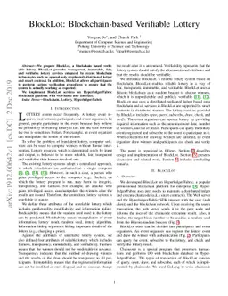 BlockLot: Blockchain based Verifiable Lottery