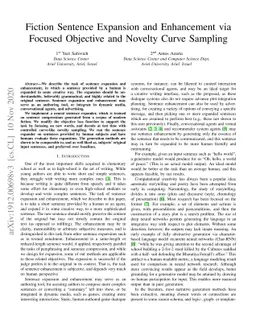 Fiction Sentence Expansion and Enhancement via Focused Objective and
  Novelty Curve Sampling